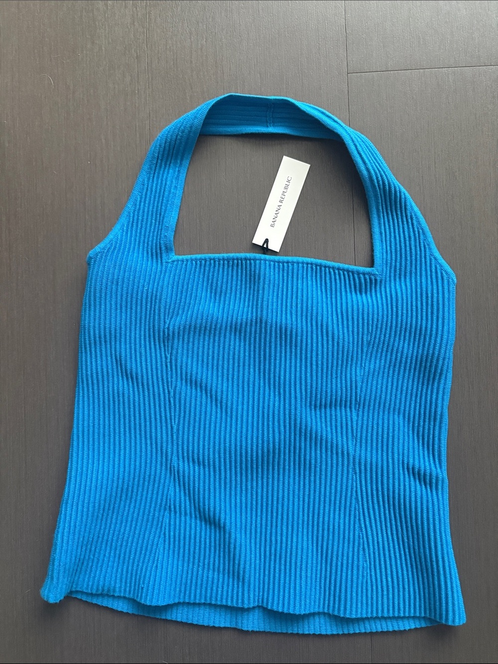 Banana Republic Ribbed Halter Tank Top - Turquoise Blue